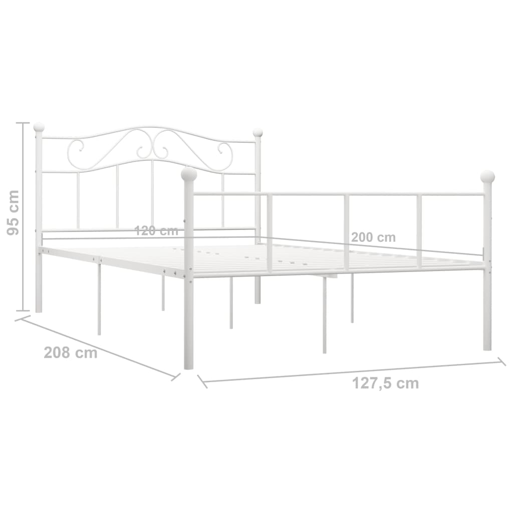 Bedframe Metaal 120 x 200 cm Wit