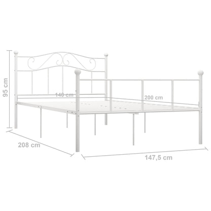 Bedframe Metaal 140 x 200 cm Wit