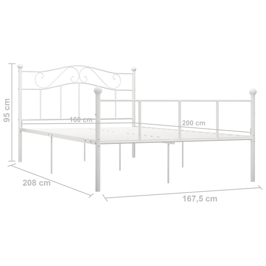 Bedframe Metaal 160 x 200 cm Wit