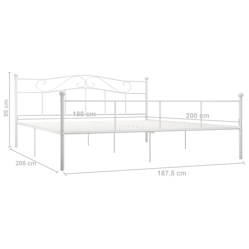 Bedframe Metaal 180 x 200 cm Wit