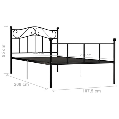 Bedframe Metaal 100 x 200 cm Zwart