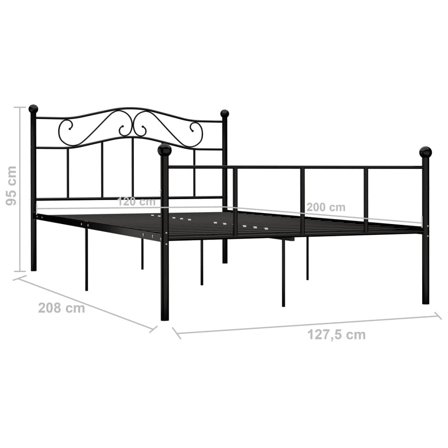 Bedframe Metaal 120 x 200 cm Zwart