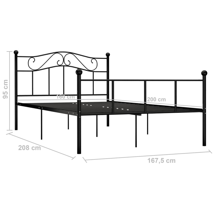 Bedframe Metaal 160 x 200 cm Zwart