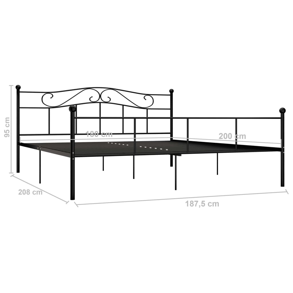 Bedframe Metaal 180 x 200 cm Zwart