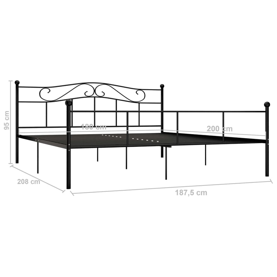 Bedframe Metaal 180 x 200 cm Zwart