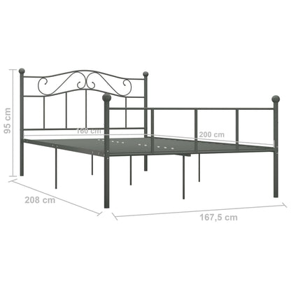 Bedframe Metaal 160 x 200 cm Grijs