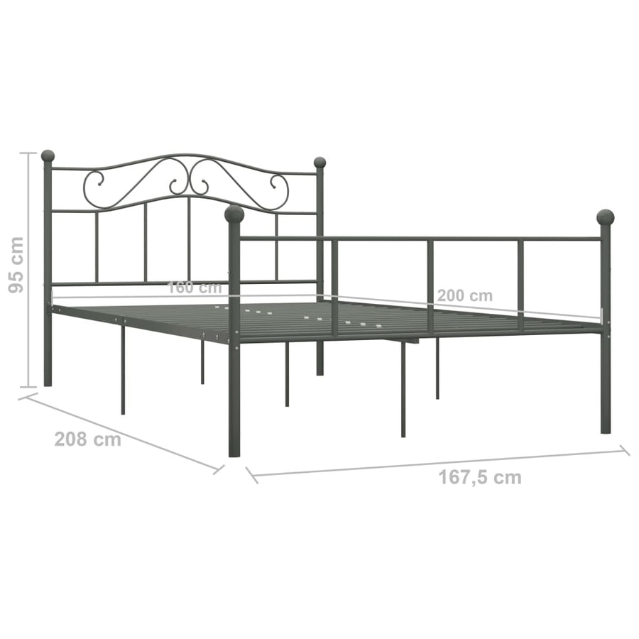 Bedframe Metaal 160 x 200 cm Grijs