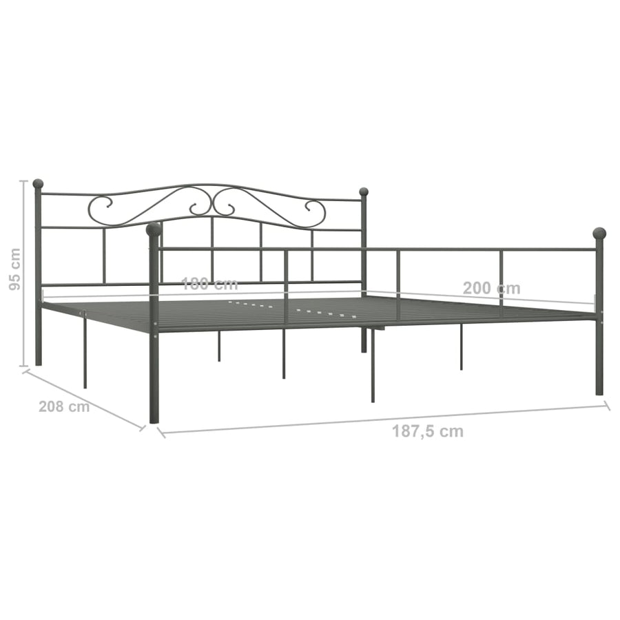 Bedframe Metaal 180 x 200 cm Grijs
