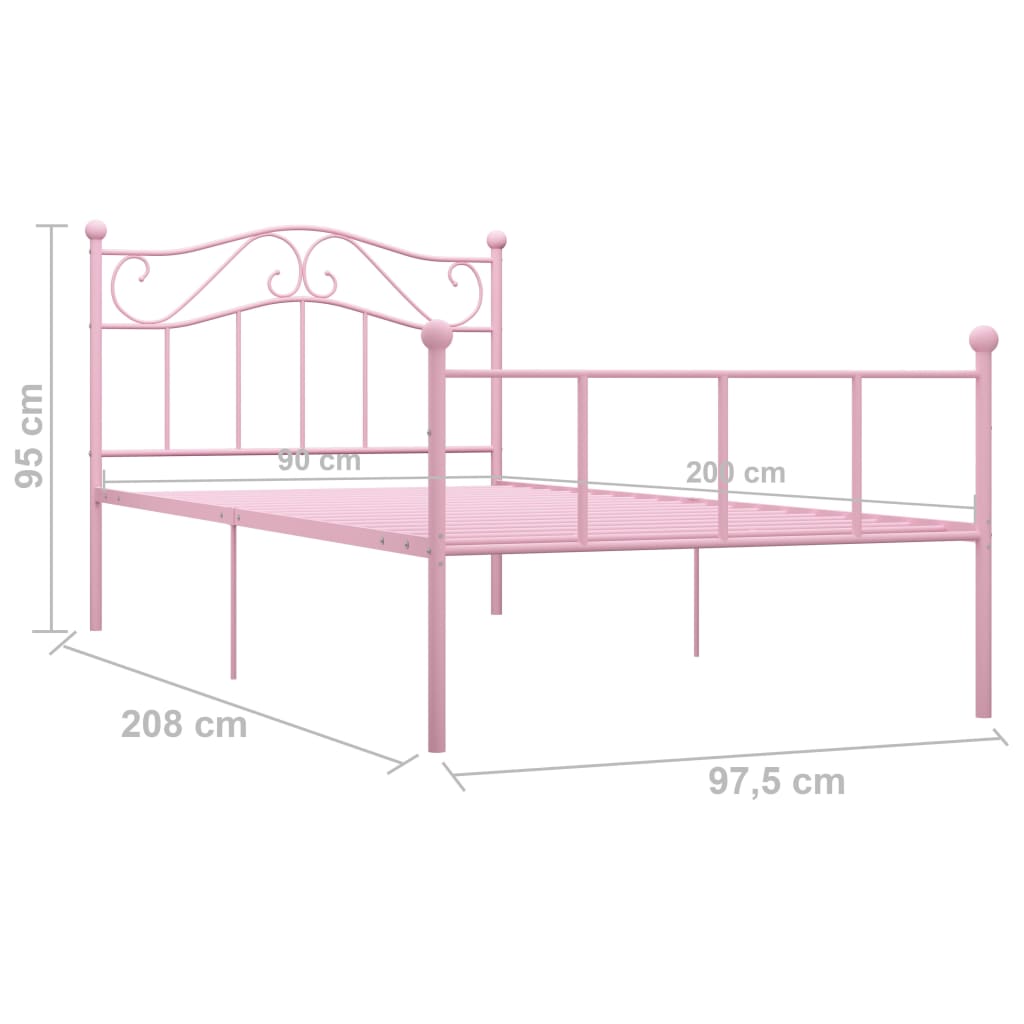 Bedframe Metaal 90 x 200 cm Roze