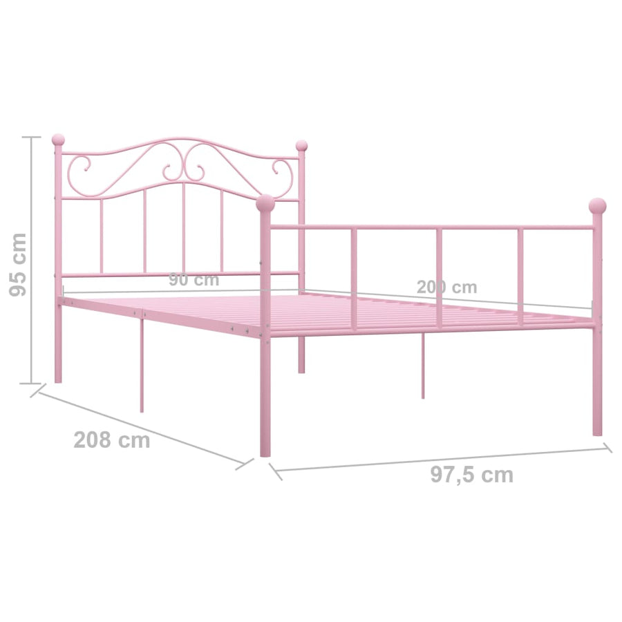 Bedframe Metaal 90 x 200 cm Roze