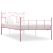 Bedframe metaal 100x200 cm roze