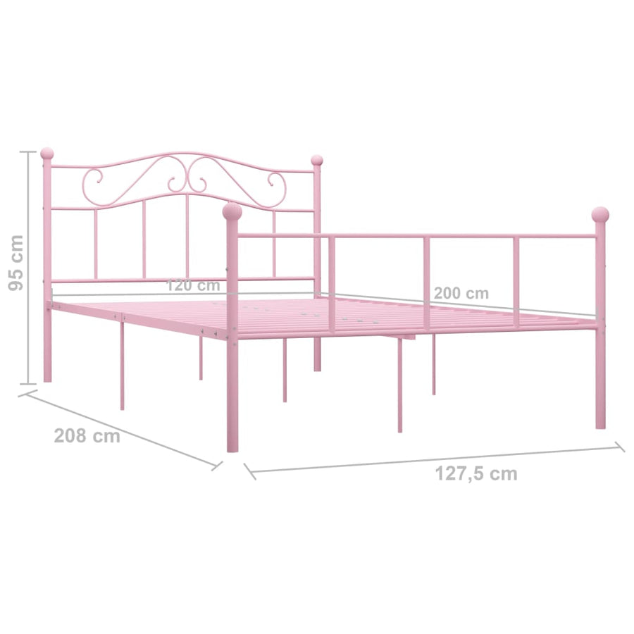 Bedframe metaal roze 120x200 cm