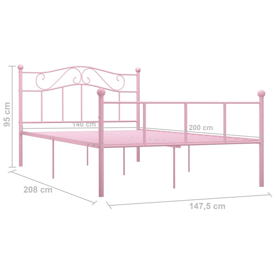 Bedframe Metaal 140 x 200 cm Roze