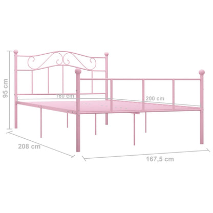 Bedframe Metaal 160 x 200 cm Roze