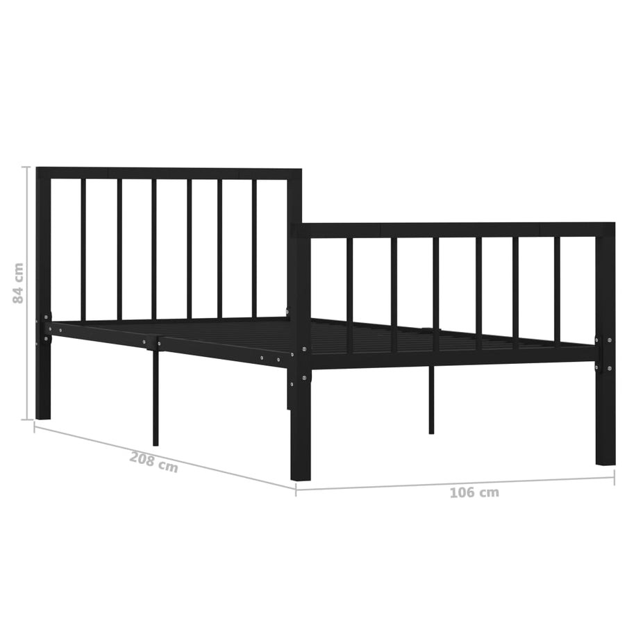 Bedframe Metaal 100 x 200 cm Zwart