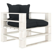 Tuinbank grenenhout 80x67,5x60,8 cm antraciet kussens