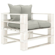 Tuinbank grenenhout taupe kussens 80x67,5x60,8 cm