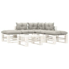 6-Delige Loungeset Met Taupe Kussens Pallet Hout Taupe en wit