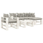 6-Delige Loungeset Met Taupe Kussens Pallet Hout Taupe en wit