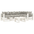 6-Delige Loungeset Met Taupe Kussens Pallet Hout Taupe en wit