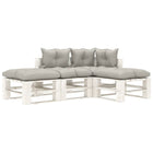 4-Delige Loungeset Met Taupe Kussens Pallet Hout Taupe en wit