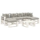 7-Delige Loungeset Met Taupe Kussens Pallet Hout Taupe en wit