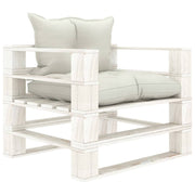 Tuinbank grenenhout met beige kussens 80x67,5x60,8 cm