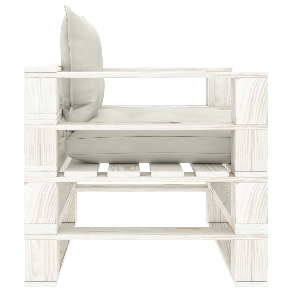 Tuinbank Met Beige Kussens Pallet Hout