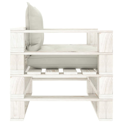 Tuinbank Met Beige Kussens Pallet Hout