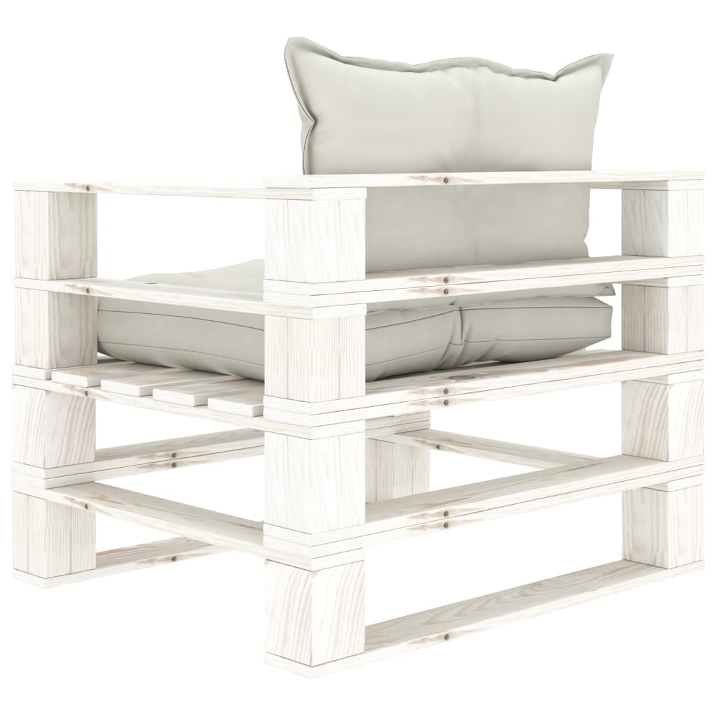 Tuinbank Met Beige Kussens Pallet Hout