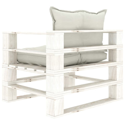 Tuinbank Met Beige Kussens Pallet Hout