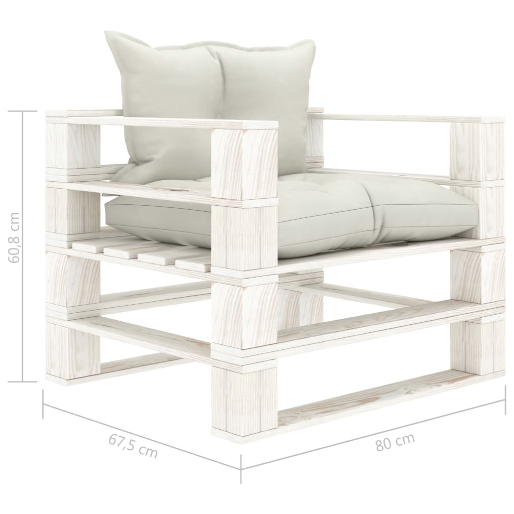 Tuinbank Met Beige Kussens Pallet Hout