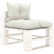 Tuinmiddenbank grenenhout met beige kussens 60x67,5x60,8 cm
