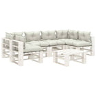 7-Delige Loungeset Met Beige Kussens Pallet Hout Beige en wit