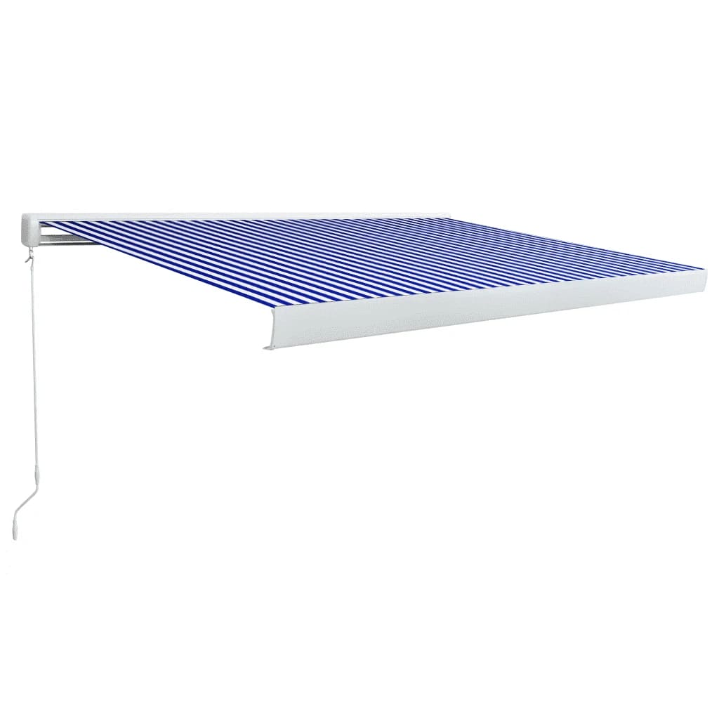 Luifel Handmatig 400 x 300 cm Blauw en wit