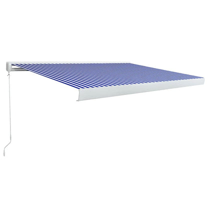Luifel Handmatig 400 x 300 cm Blauw en wit