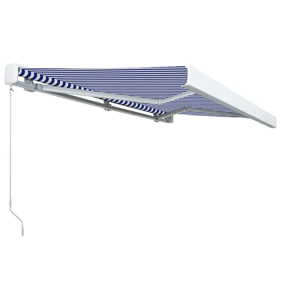 Luifel Handmatig 400 x 300 cm Blauw en wit