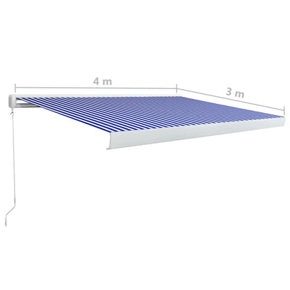 Luifel Handmatig 400 x 300 cm Blauw en wit