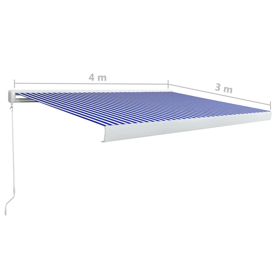 Luifel Handmatig 400 x 300 cm Blauw en wit