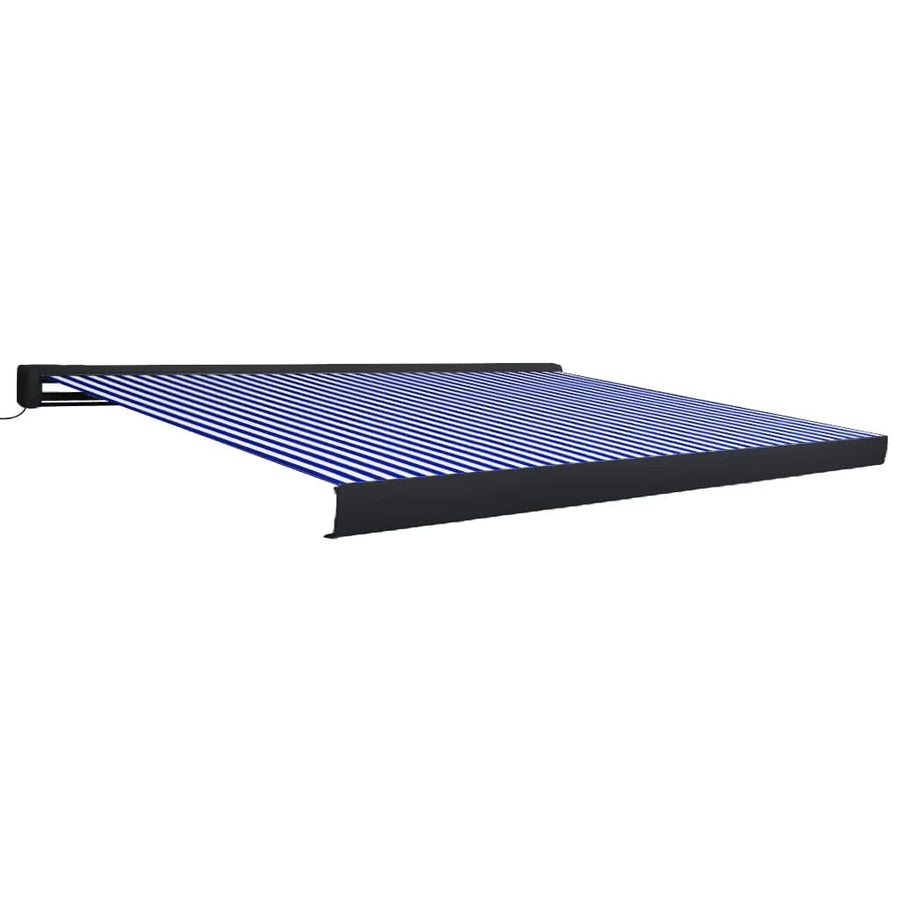 Luifel Gemotoriseerd En 400 x 300 cm Blauw en wit (grijs frame)
