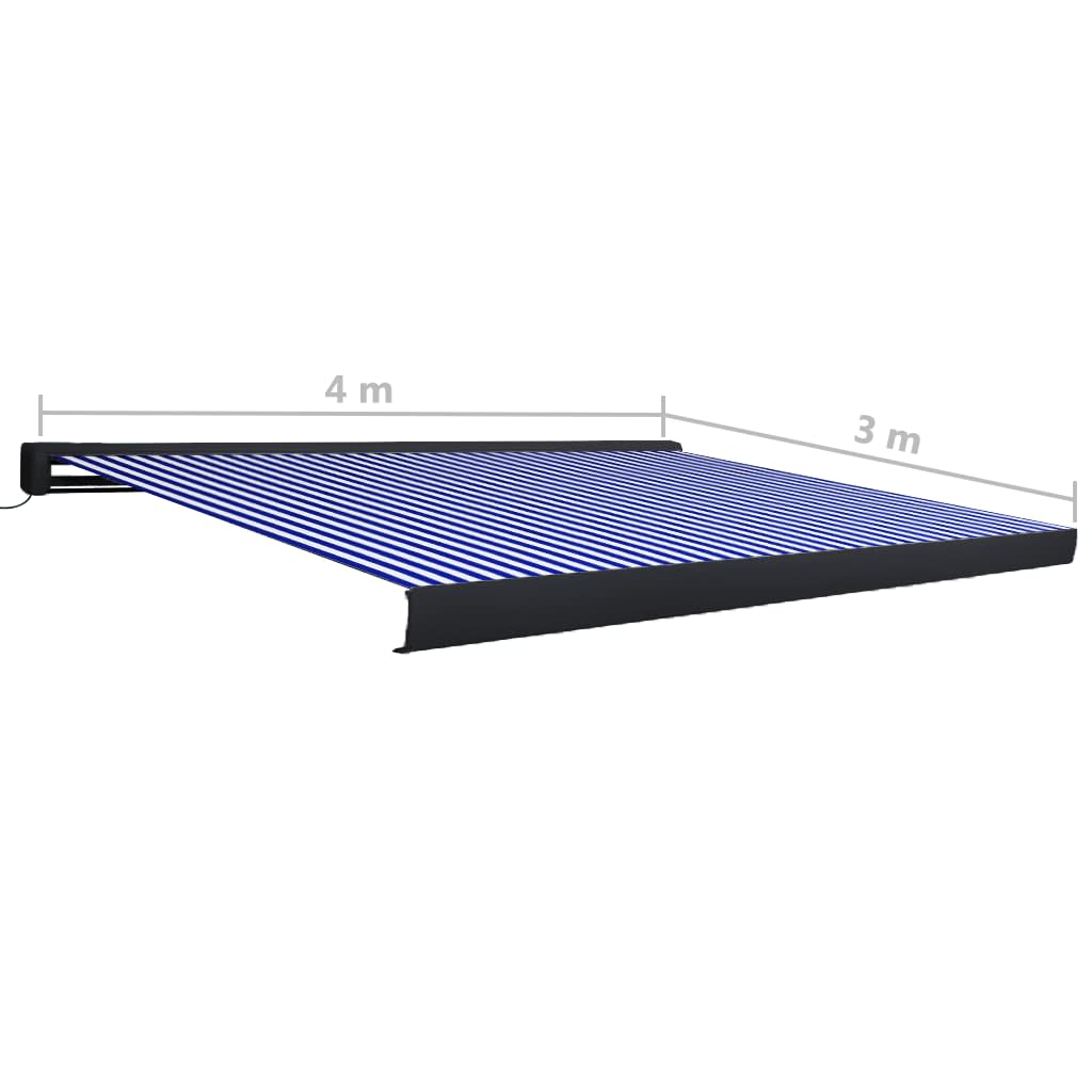 Luifel Gemotoriseerd En 400 x 300 cm Blauw en wit (grijs frame)