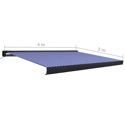 Luifel Gemotoriseerd En 400 x 300 cm Blauw en wit (grijs frame)