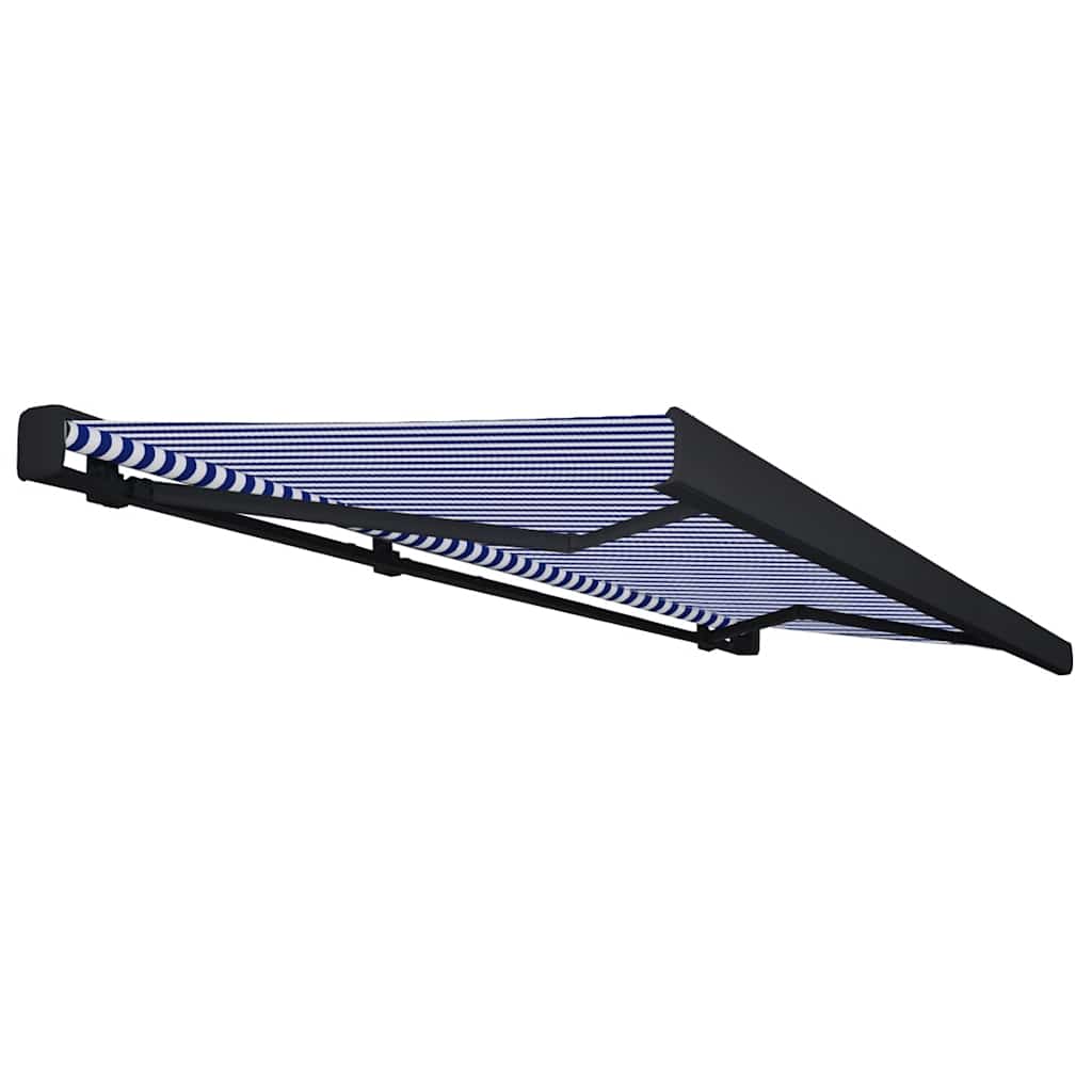 Luifel Gemotoriseerd En 500 x 300 cm Blauw en wit (grijs frame)