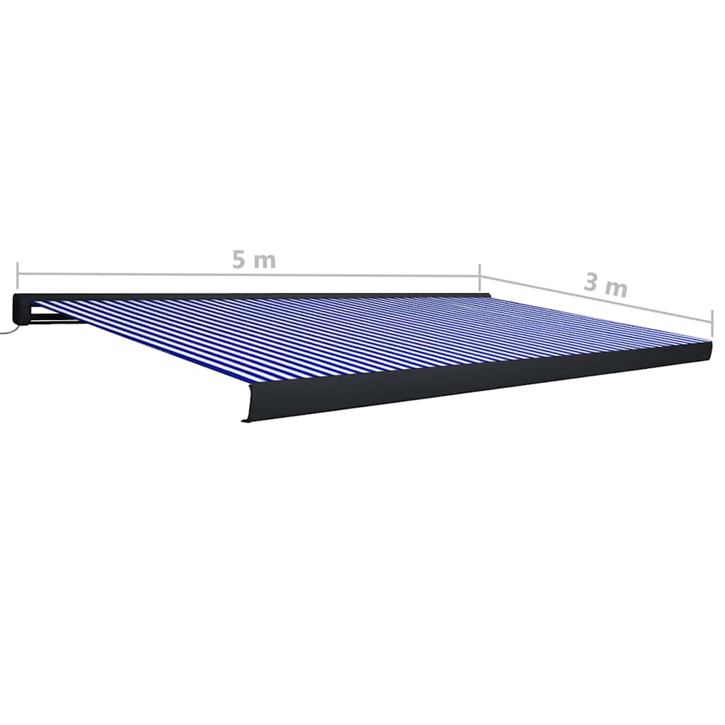 Luifel Gemotoriseerd En 500 x 300 cm Blauw en wit (grijs frame)
