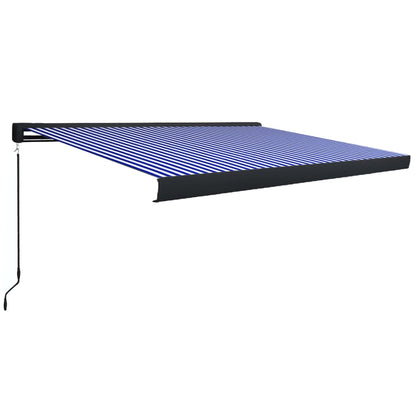 Luifel Handmatig En 350 x 250 cm Blauw en wit (grijs frame)