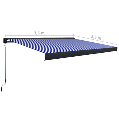 Luifel Handmatig En 350 x 250 cm Blauw en wit (grijs frame)