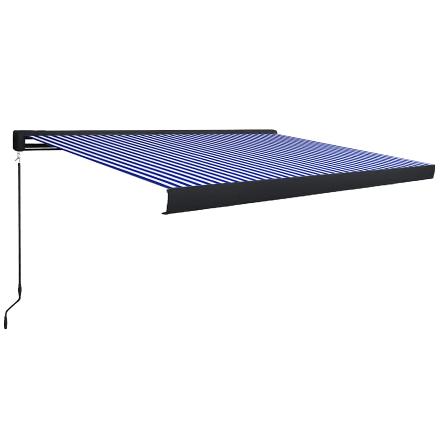 Luifel Handmatig En 400 x 300 cm Blauw en wit (grijs frame)