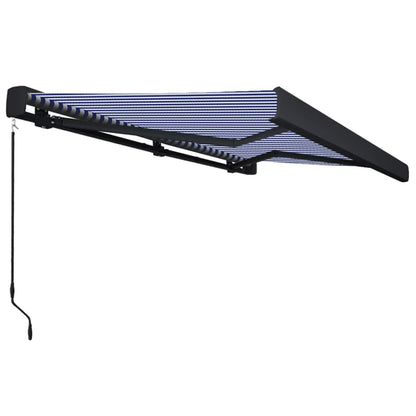 Luifel Handmatig En 400 x 300 cm Blauw en wit (grijs frame)