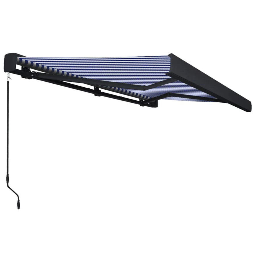 Luifel Handmatig En 400 x 300 cm Blauw en wit (grijs frame)