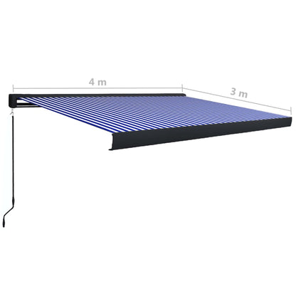 Luifel Handmatig En 400 x 300 cm Blauw en wit (grijs frame)